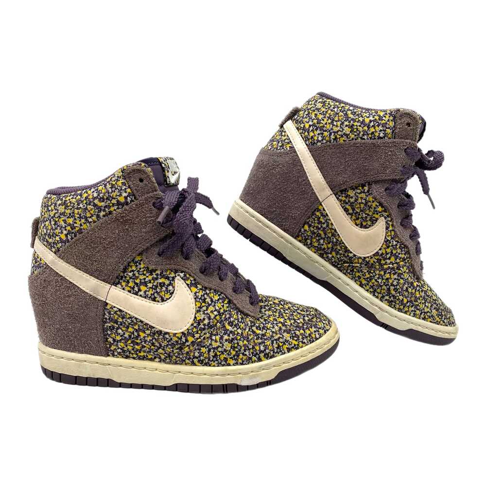 Nike Purple Yellow Floral Dunk Sky Hi Wedge Sneakers | Women’s Size 5